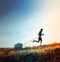 Runner dragging rock